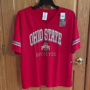 NWT Pro Edge Licensed Ohio State Buckeyes Women’s Red V-Neck Mesh Sports Jersey